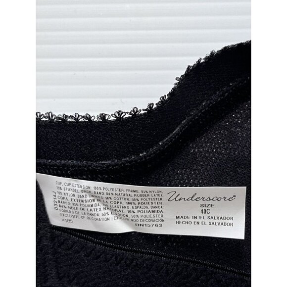 Underscore Black Cushion Strap Wireless Unlined Full Coverage Bra Size 40C - Picture 4 of 10